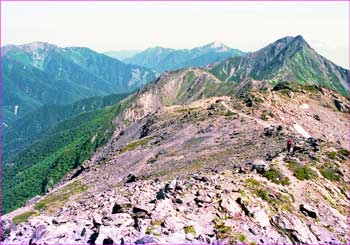 間ノ岳から北岳