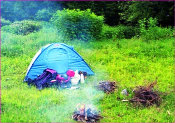 石狩登山口幕営