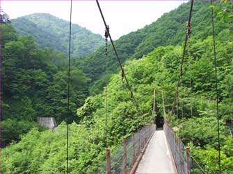 西沢への吊橋