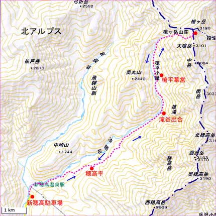 槍ヶ岳地図