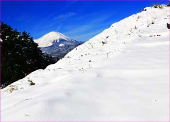 富士を見ながら雪登行