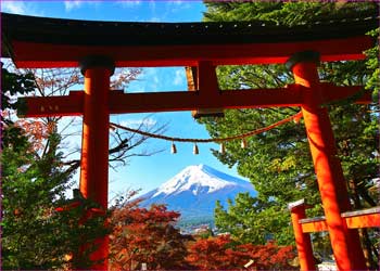 神社より富士山