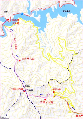 三頭山地図