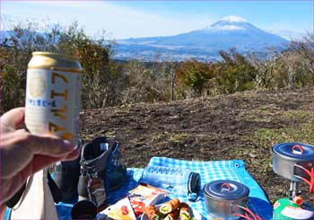 山頂で乾杯