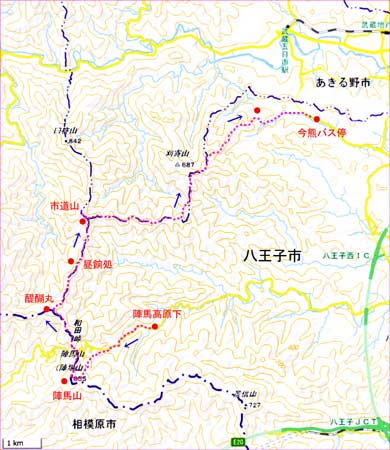 陣馬山地図