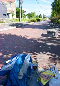 遊歩道で