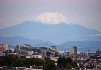 初冠雪の朝富士